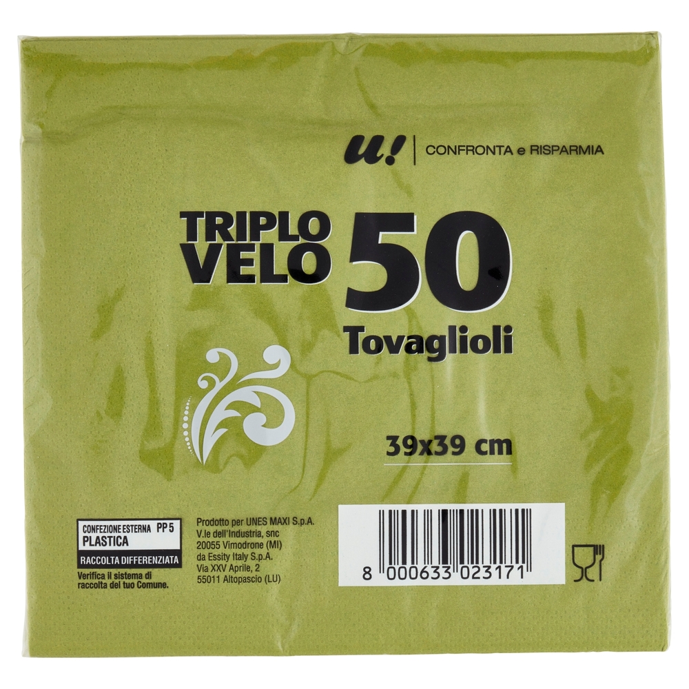 50 Tovaglioli 3 Veli Blu U! Confronta e Risparmia